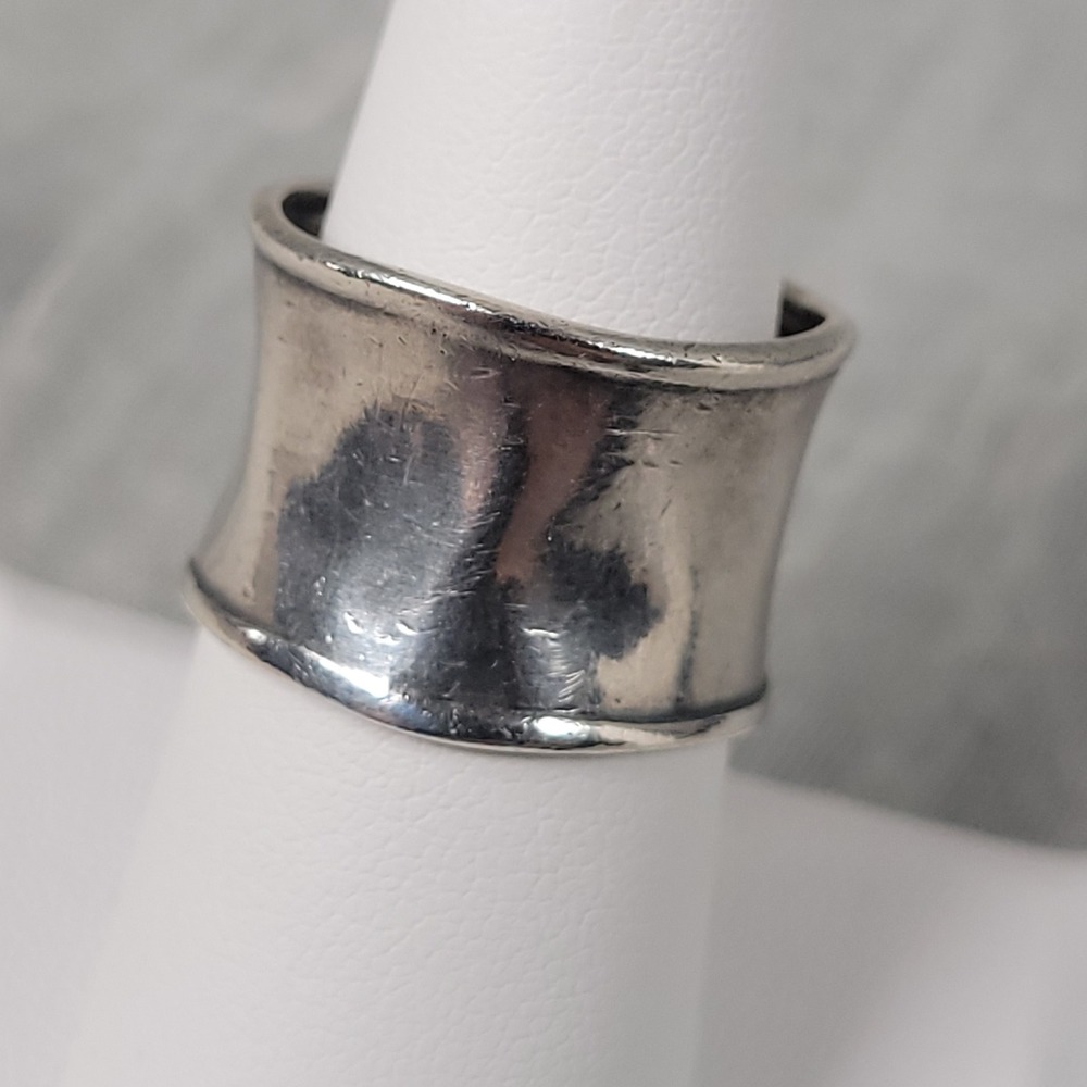 Silpada Cigar Band Ring Sterling Silver Size 7 Concave Wide Statement 925